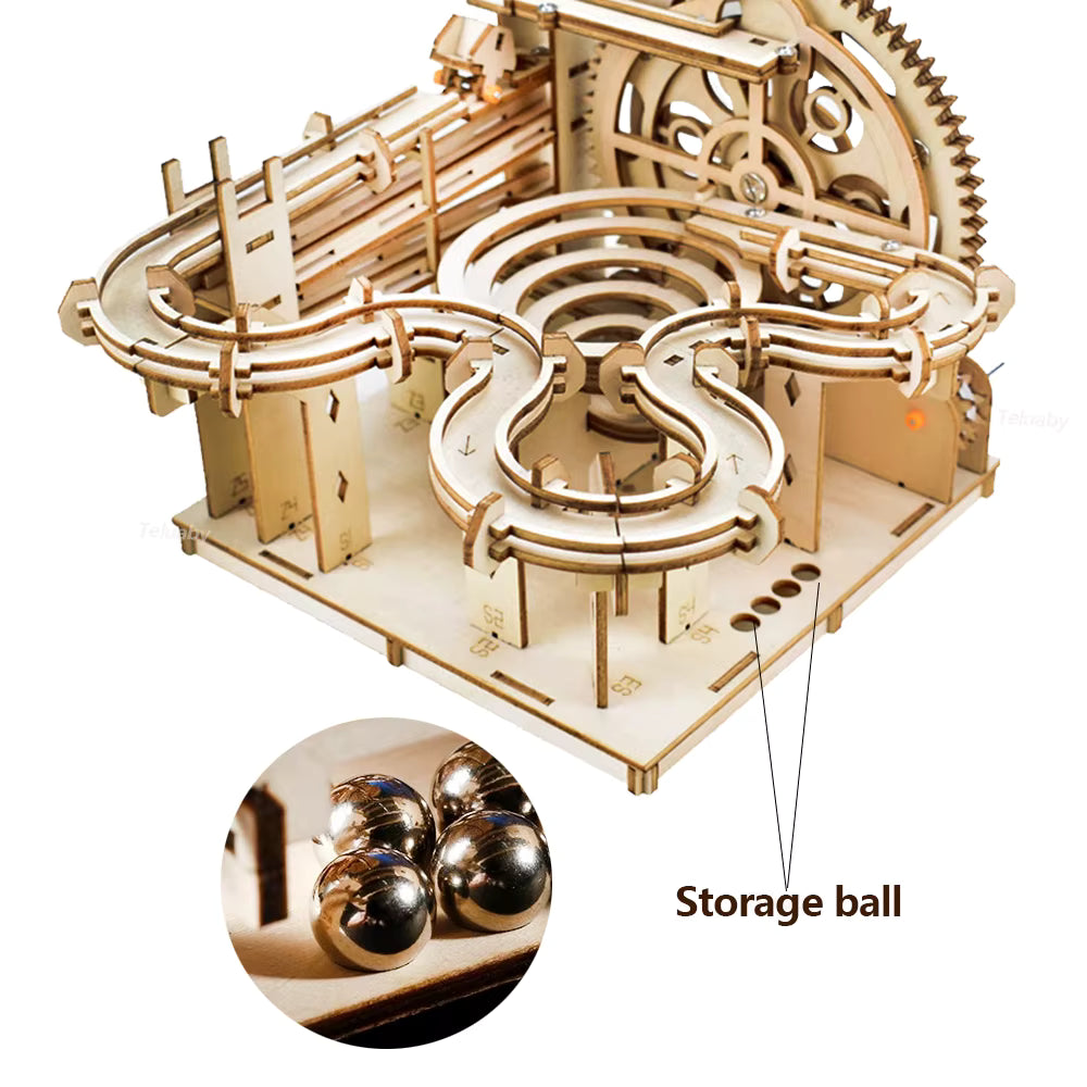3D-Holzpuzzle zum Selbermachen Marmor-Lauf-Set mit 4 Kugeln/Spielzeug Geschenke