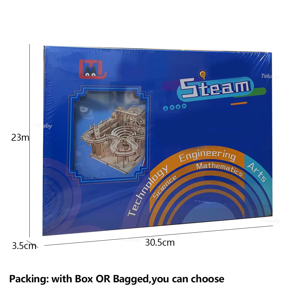 3D-Holzpuzzle zum Selbermachen Marmor-Lauf-Set mit 4 Kugeln/Spielzeug Geschenke