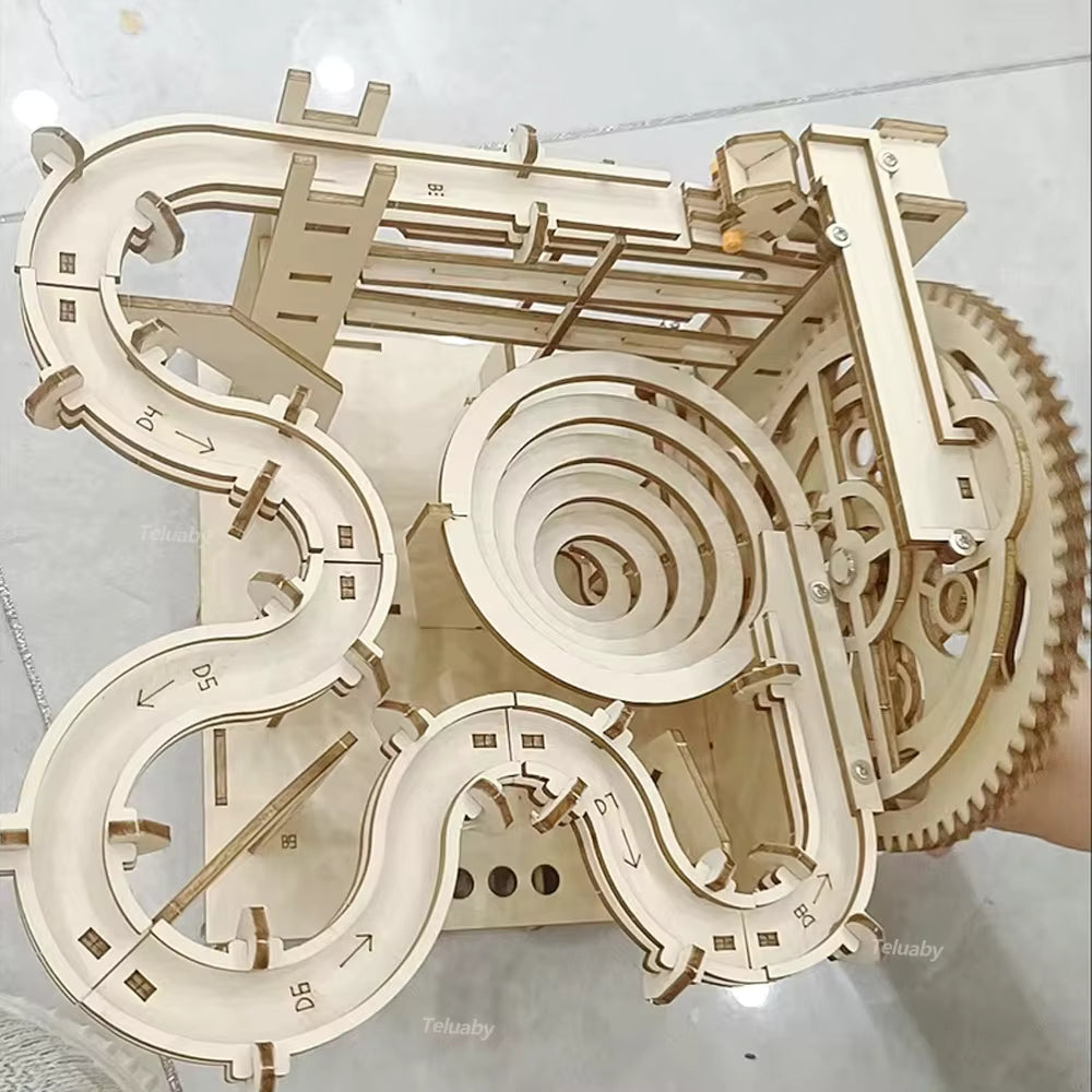 3D-Holzpuzzle zum Selbermachen Marmor-Lauf-Set mit 4 Kugeln/Spielzeug Geschenke