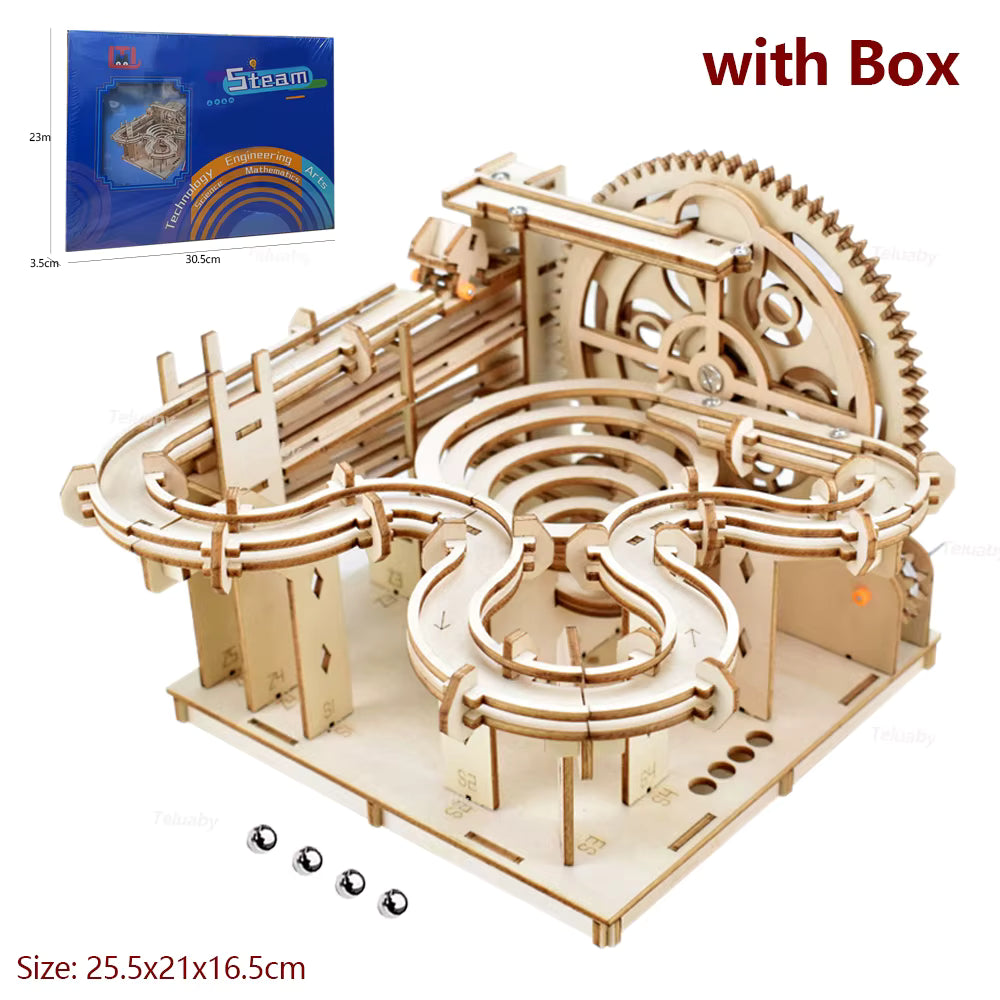3D-Holzpuzzle zum Selbermachen Marmor-Lauf-Set mit 4 Kugeln/Spielzeug Geschenke