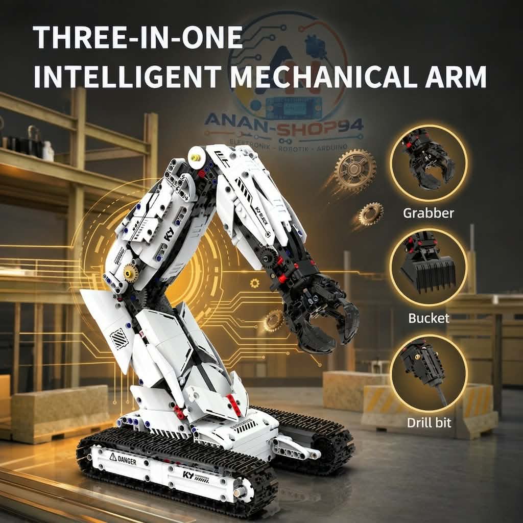 Ferngesteuerter Roboterarm mit austauschbarem Kopf, Baustein-Set, STEM-Lernspiel