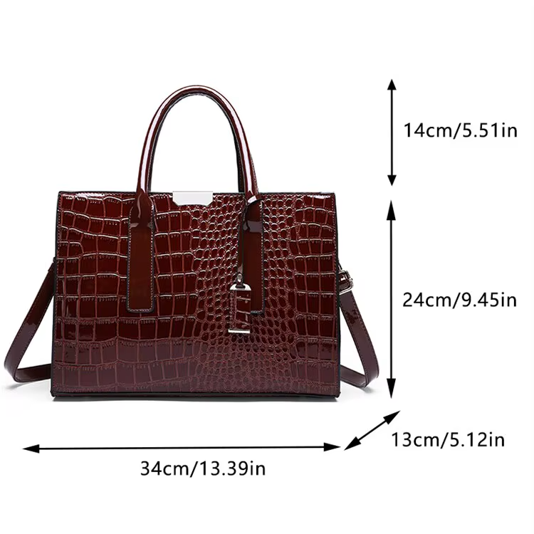 Luxus Vintage Frauen Krokodil Muster Handtasche Große Kapazität Business Tasche