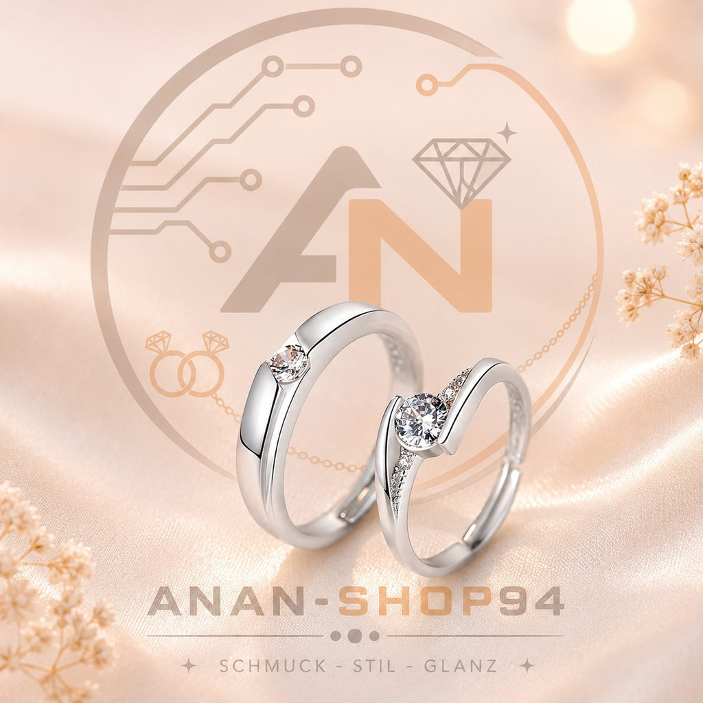 Neue 925 Sterling Silber Paar Ring 5A Zirkon für Frauen Männer Hochzeit / Party