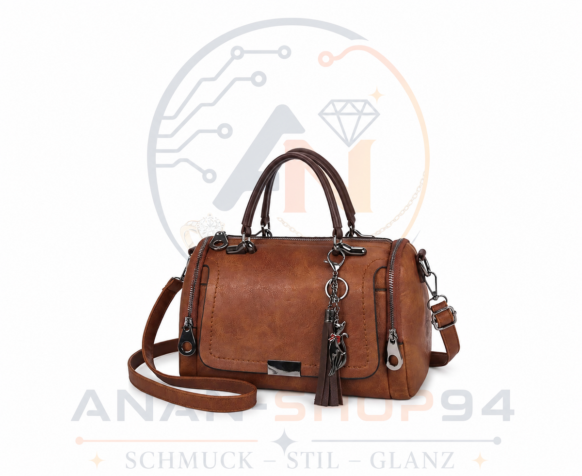 Modische Damen-Umhängetasche mit großer Kapazität, Boston-Handtasche Farbe CAMEL