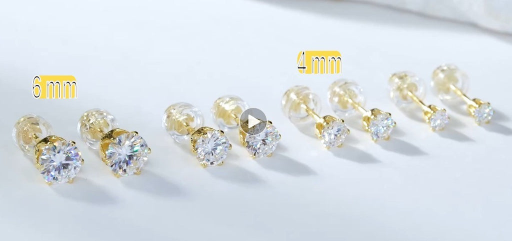 Kupfer Vergoldete echte Moissanit-Ohrstecker Runder Brillantschliff für Damen