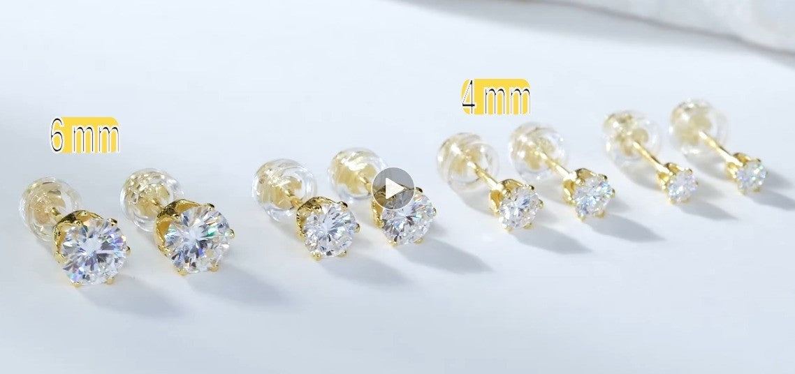 Kupfer Vergoldete echte Moissanit-Ohrstecker Runder Brillantschliff für Damen