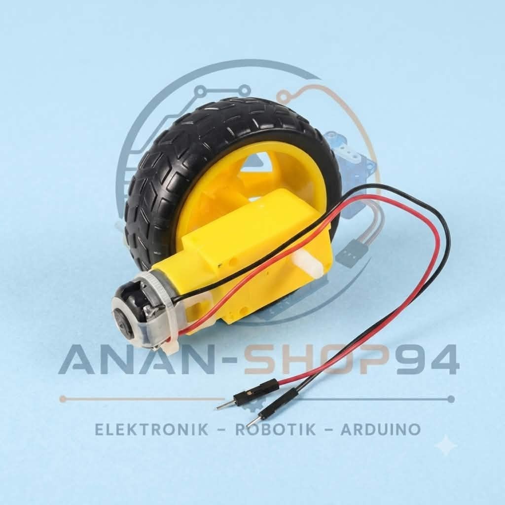 1 x Motor Dual + Reifen-Rad / DC 3–6 V Getriebemotor 200 U/min Verhältnis 1:48