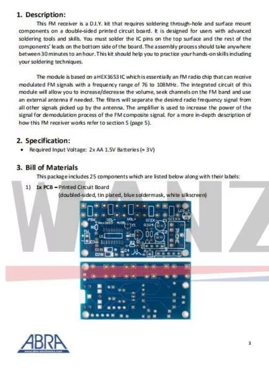 DIY Kits Wireless Stereo FM Radio Empfänger Modul PCB 76 MHz-108 MHz DC 1,8-3,6V