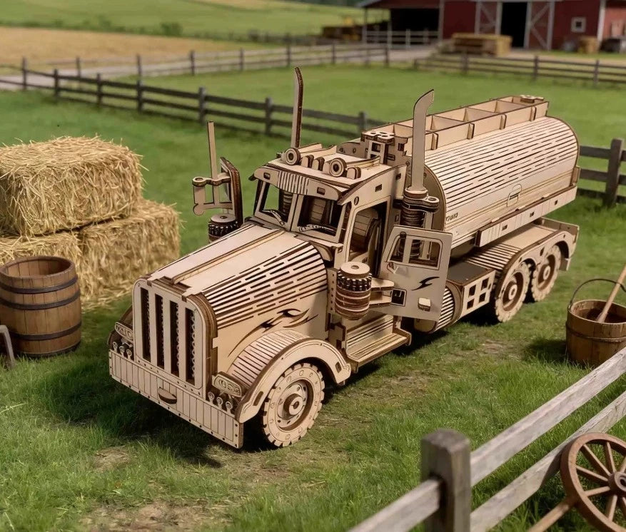 Holz Öl Tanker LKW Puzzle DIY Holz 3D LKW Montage Geburtstagsgeschenk
