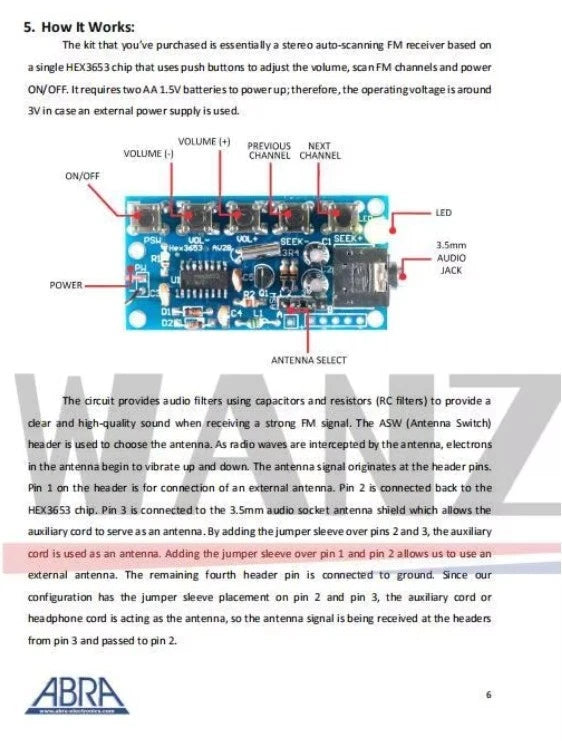 DIY Kits Wireless Stereo FM Radio Empfänger Modul PCB 76 MHz-108 MHz DC 1,8-3,6V