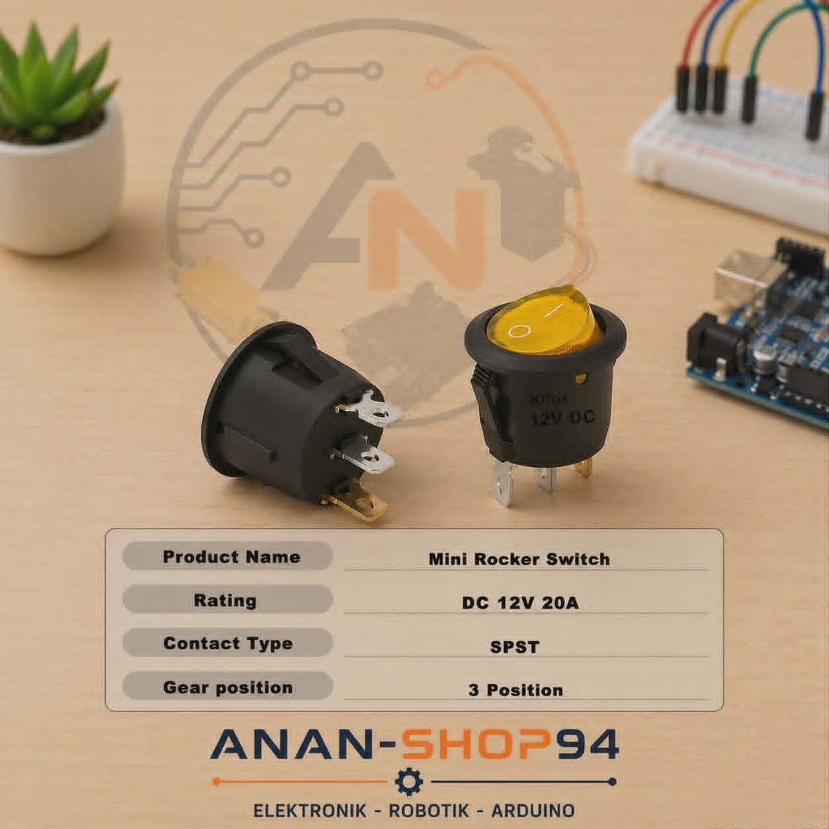 1 St1ck Wippschalter 20A 12 V mit LED F1r Haushalt Ein/Aus 3-Pin 2-Position