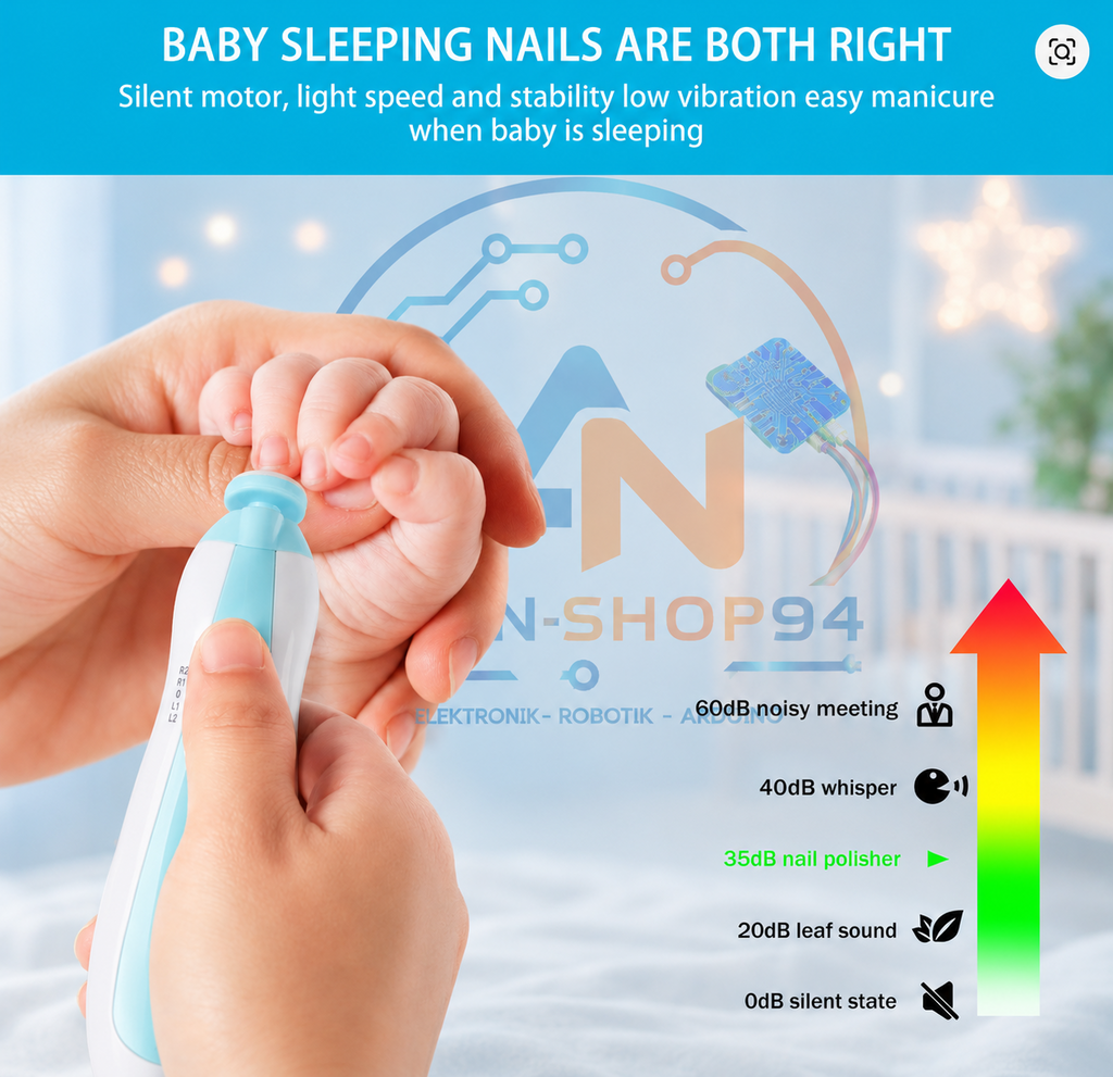 Elektrischer Baby-Nagelknipser, LED-Licht 4-Gang mit geringem Geräuschpegel