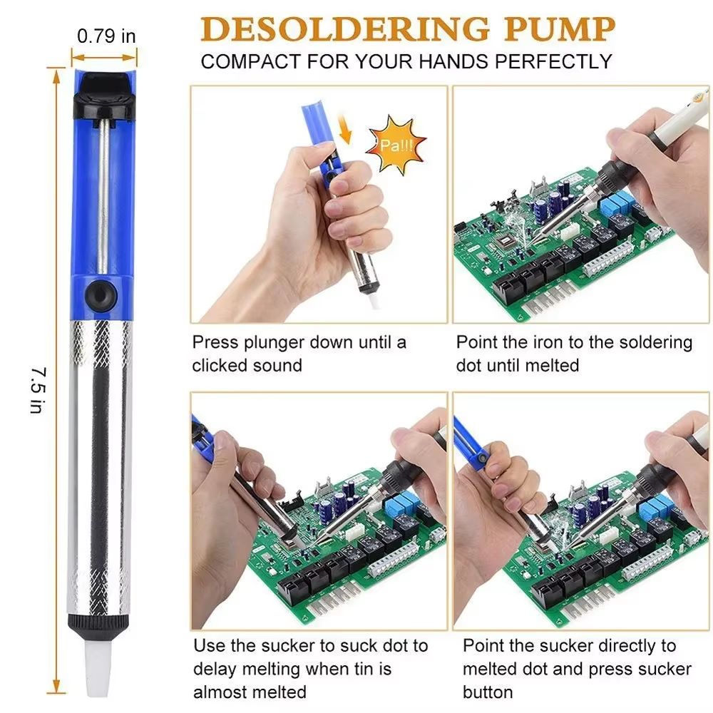 Lötkolben Kit 220V 80W Solder Schweißen einstellbare Temperatur Entlötpumpe