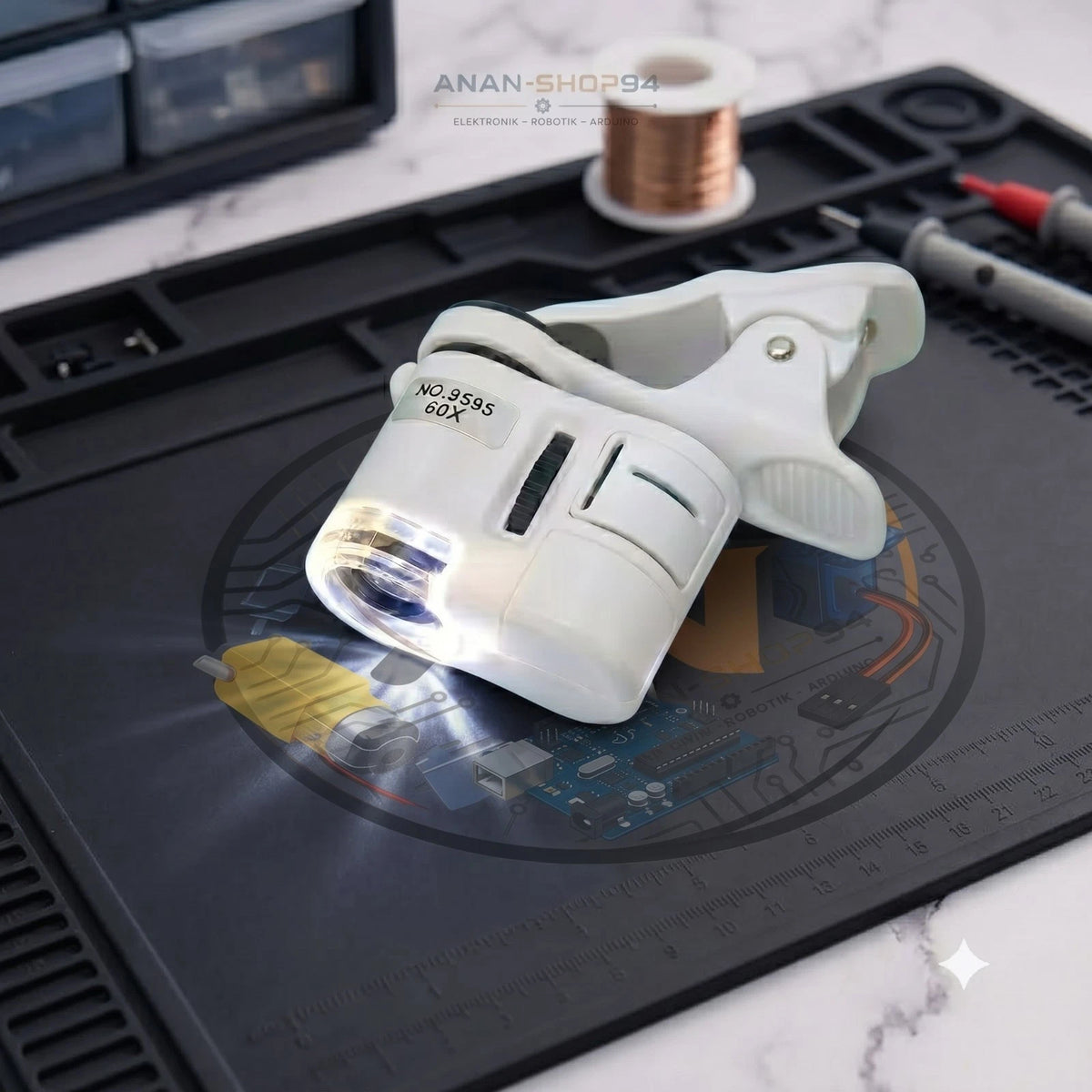Universal Clip Mikroskop 60X LED Taschenmikroskop mit Handy Clip UV Licht
