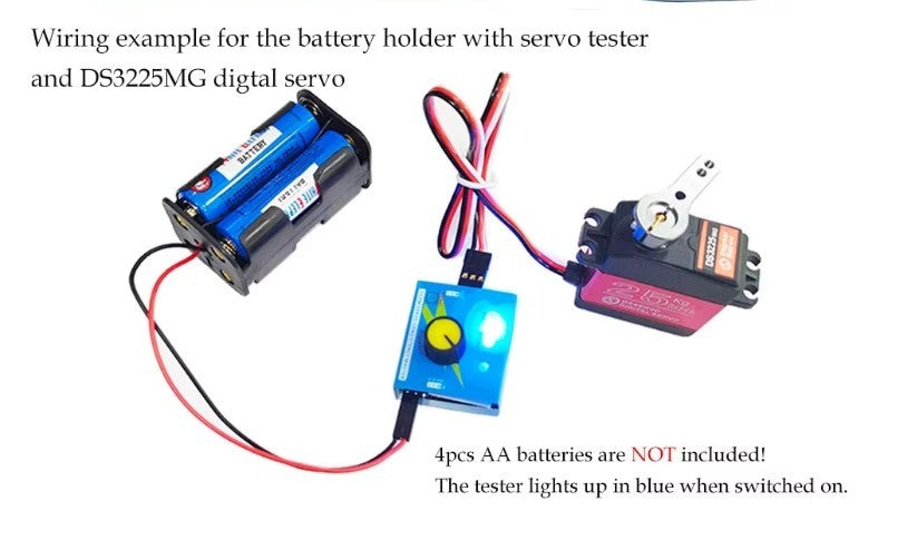 3CH Digitaler Servotester + 4-Zellen-AA-Batteriehaltergehäuse für Servo