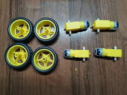 1 x Motor Dual + Reifen-Rad / DC 3–6 V Getriebemotor 200 U/min Verhältnis 1:48