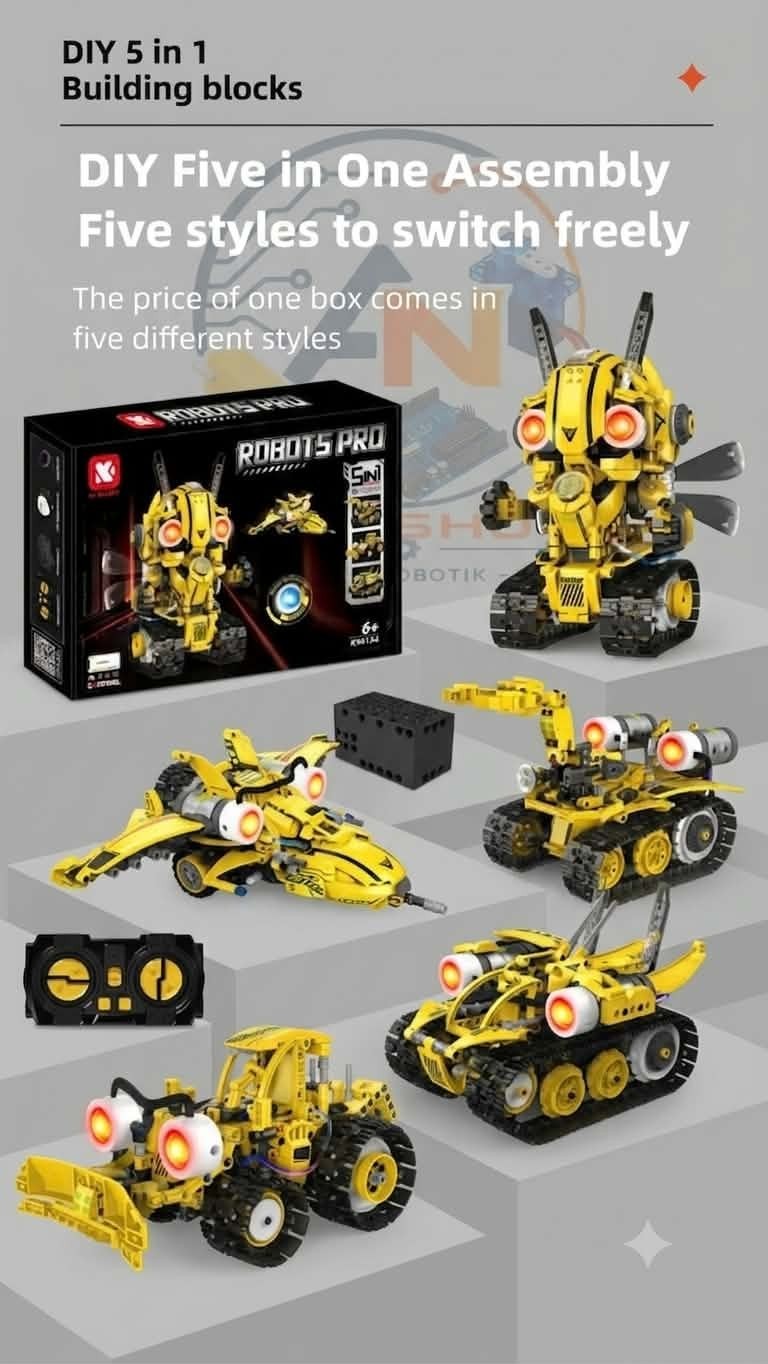 Roboter-Baustein-Set, Fernbedienung/APP-Steuerung, Digitalanzeige 5-in-1