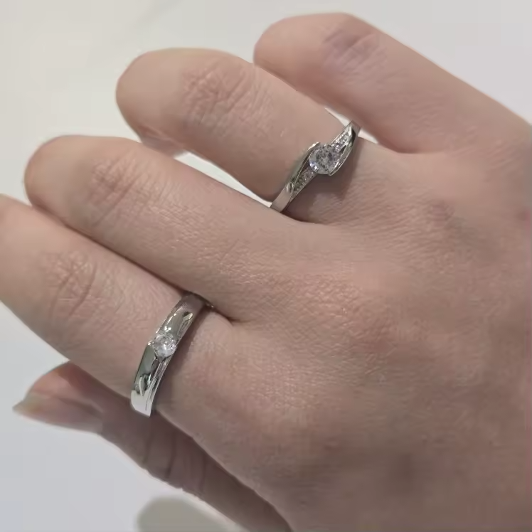 Neue 925 Sterling Silber Paar Ring 5A Zirkon für Frauen Männer Hochzeit / Party