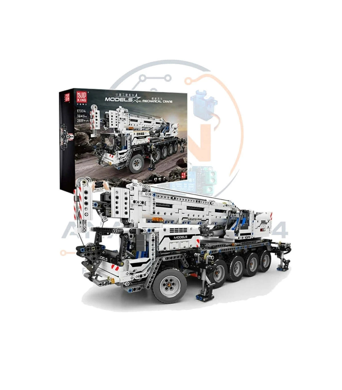 Mould King 17034 Kranwagen 2819+ Teile Fernsteuerung + Geschenk 27014 Rennwagen