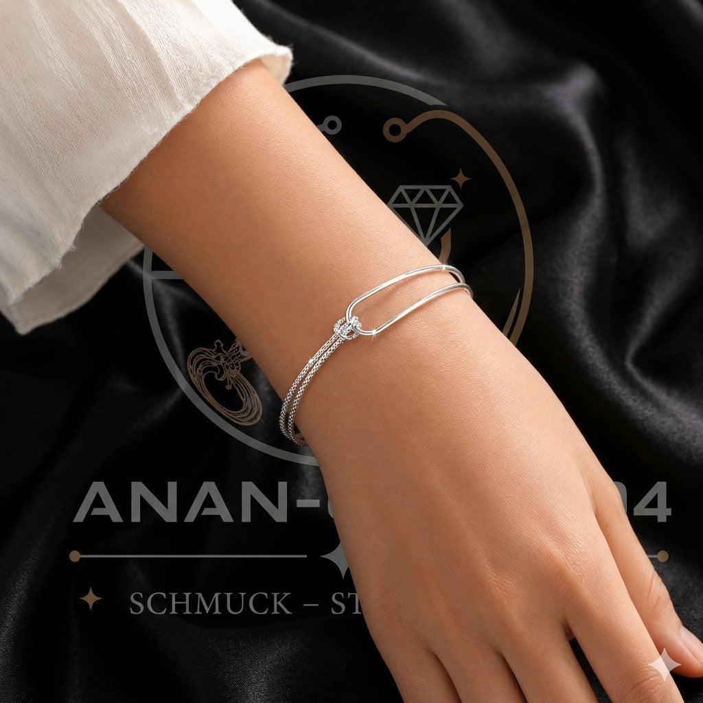 S925 Silber minimalistisches geometrisches Collagen-Armband Damenschmuck