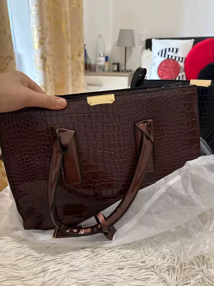 Luxus Vintage Frauen Krokodil Muster Handtasche Große Kapazität Business Tasche