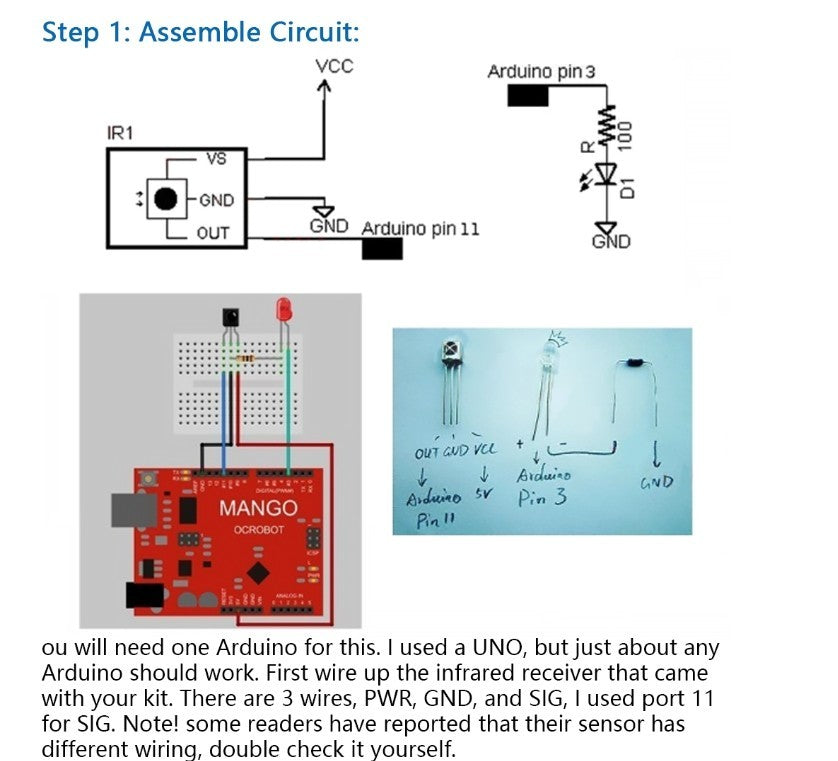 Infrarot Fernbedienung Set F&uuml;r Arduino R3 / Smart Auto / Raspberry Pi