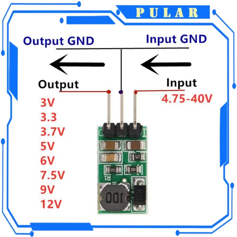 DD4012SA 1A DC 5-40V zu 3V 3,3V 3,7V 5V 6V 7,5V 9V 12V Regler DC-DC Step-Down