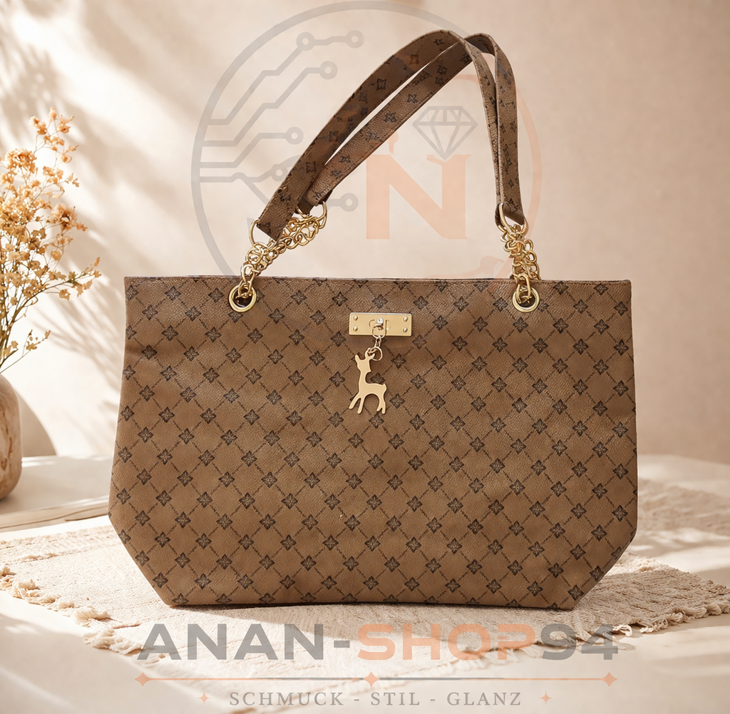 Handtasche Textur Weiches Leder Große Kapazität / Tasche Mit Hängenden Zubehör