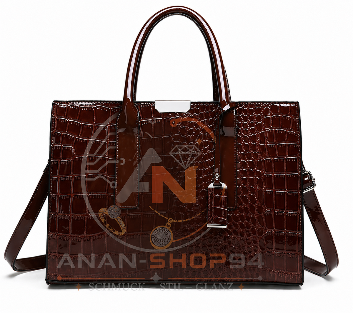 Luxus Vintage Frauen Krokodil Muster Handtasche Große Kapazität Business Tasche